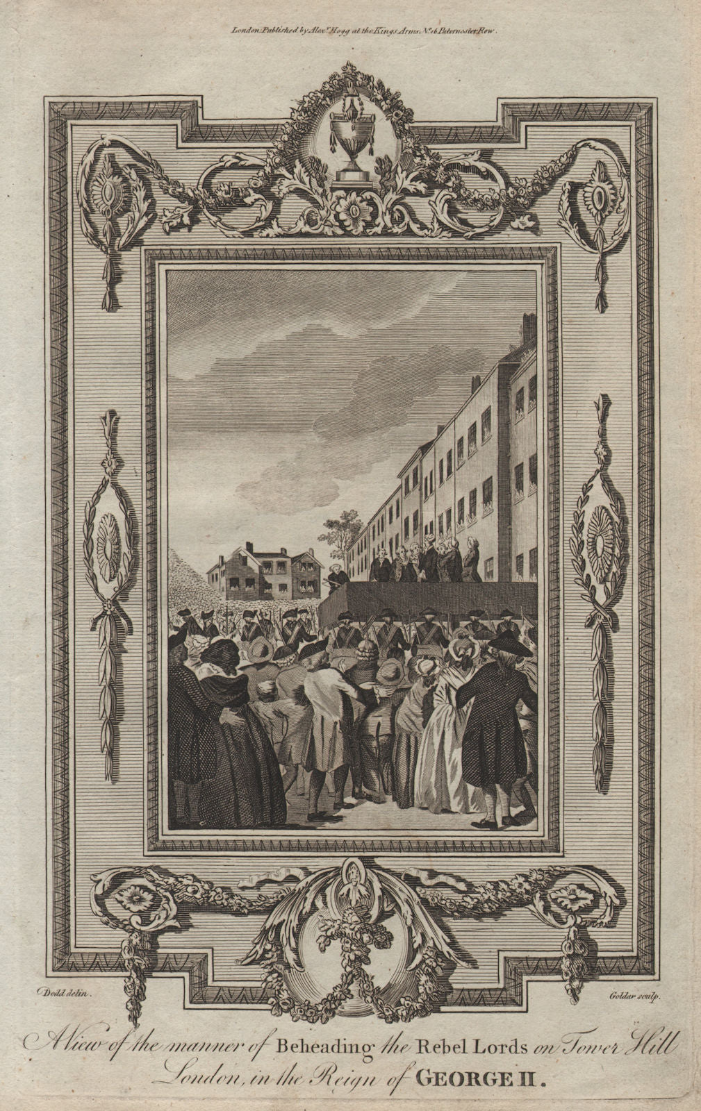 Jacobite rising of 1745. Beheading the rebel Lords on Tower Hill. THORNTON 1784